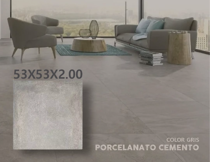 Porcelanato Gris Cemento  - 53x53x2.00 - precio x M2